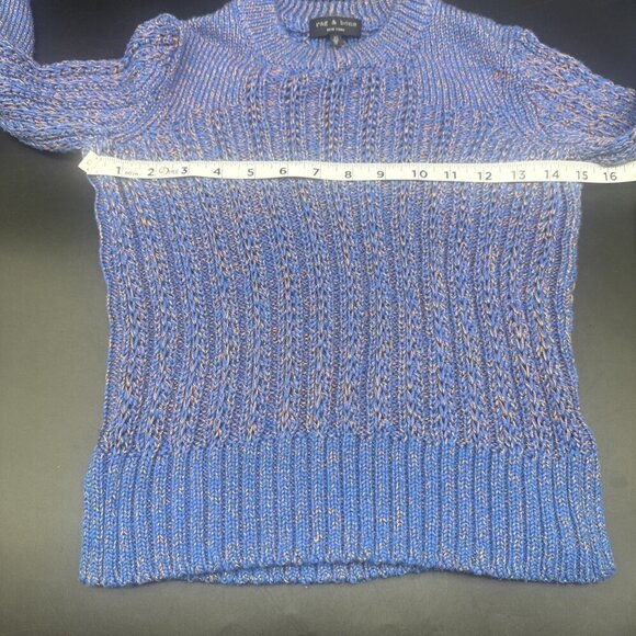 Rag & Bone Womens Blue Open Weave Wool Blend Crewneck Pullover Sweater Sz XS - Picture 8 of 9
